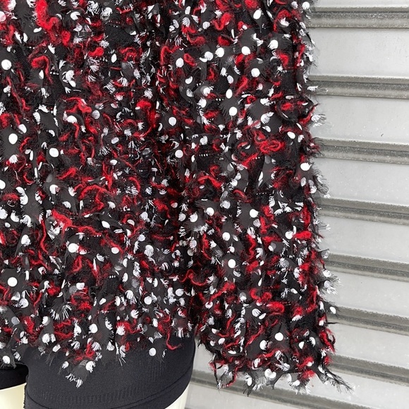 ST. John Women’s Black Red White Frayed Eyelash Jacket Size 16 - Picture 6 of 10